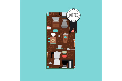 Vertical flyer with coffee pattern