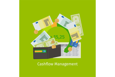 Cashflow management cartoon illustration