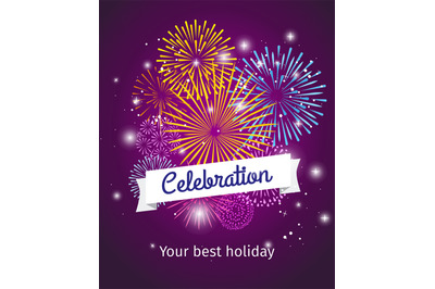 Fireworks celebration poster template