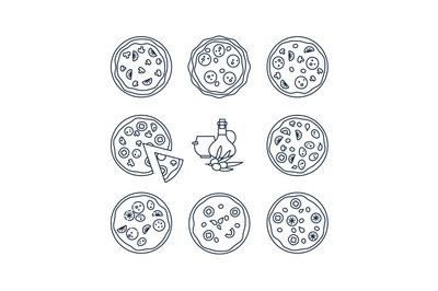 Pizza line icons