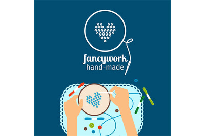 Kids handmade illustration. Fancywork