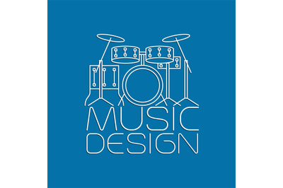 Music design with drum kit logo