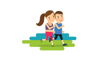 Active lifestyle running boy and girl