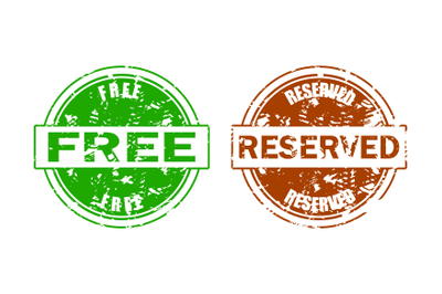 Rubber stamp free and reserved, red and green