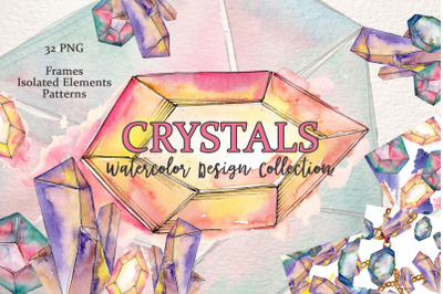 Platinum crystals watercolor png