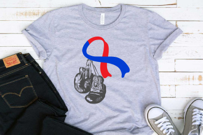 CHD Red and Blue Ribbon Boxing Gloves SVG Congenital Heart Defect 1472