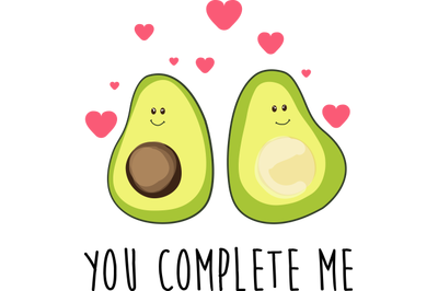 Cute avocado couple Valentine&#039;s card