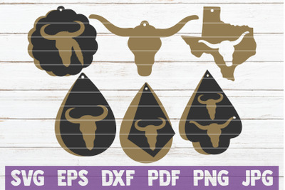 Longhorn Earrings SVG Cut File Templates