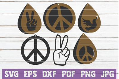 Peace Earrings SVG Cut File Templates