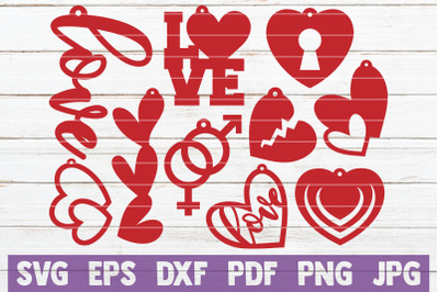 Valentines Earrings SVG Cut File Templates