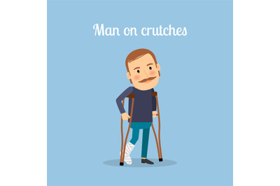 Disabled man on crutches