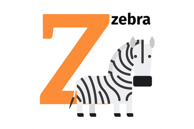 English animals zoo alphabet letter Z