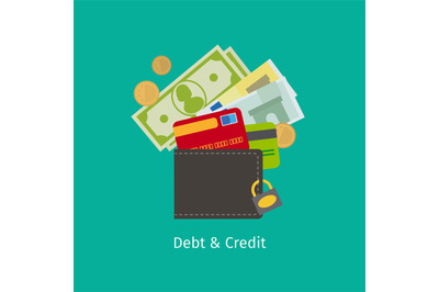 Debt and Credit cartoon illustration