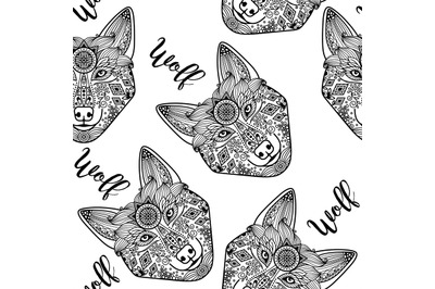 Wolf face seamless pattern