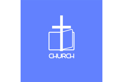 Church logo with book and cross