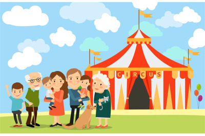 Big family near circus