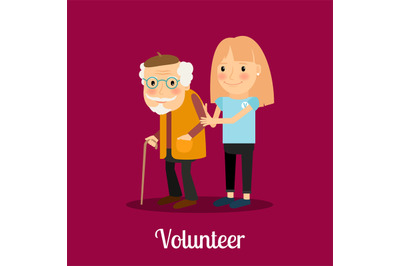 Volunteer girl caring for elderly man