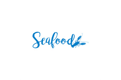 Seafood lettering design isolated on white