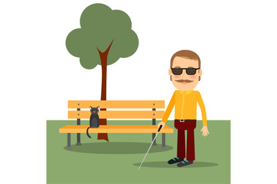 Blind man in the park