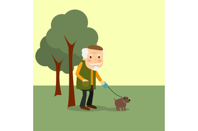 Old man with dog in park