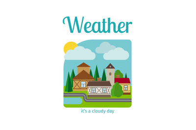 Cloudy day in town illustration