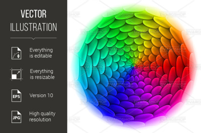 Circle with roof tile pattern in spectrum.