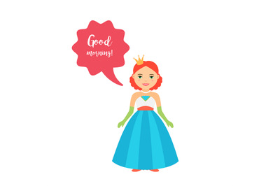 Cute cartoon princess with speech bubble