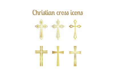 Golden christian cross icons