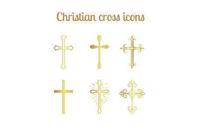 Golden christian cross set