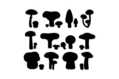 Vector mushrooms silhouettes set