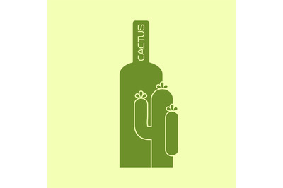 Cactus with bottle green logo design