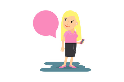 Cartoon blonde woman with headphones