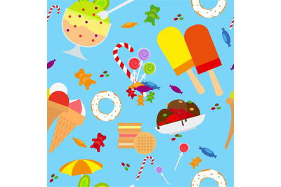 Candies And Ice Cream Seamless Pattern