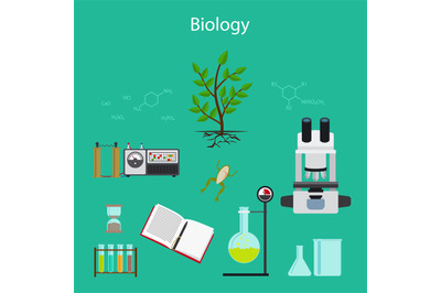 Biology research cartoon illustration