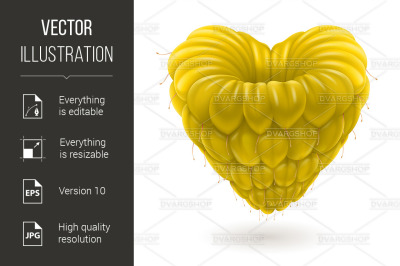 Yellow raspberry heart.