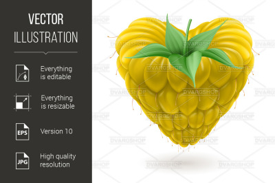 Yellow raspberry heart.