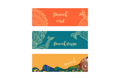 Horizontal banners set with peacocks