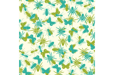 Seamless pattern with insects silhouettes