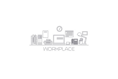 Workplace mono color line illustration