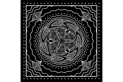 Black and white oriental bandana design