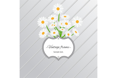 Daisy flowers and vintage label card