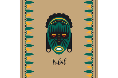 Tribal style card with green mask