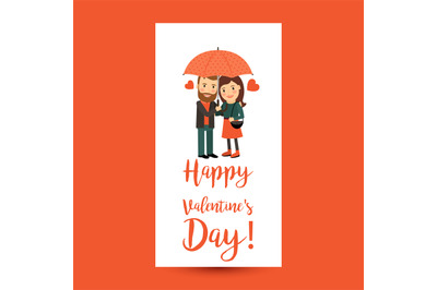 Couple with umbrella Valentines Day flyer