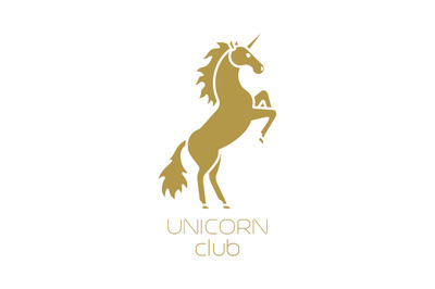 Unicorn club isolated logotype design