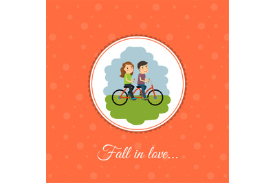 Couple rides a bicycle