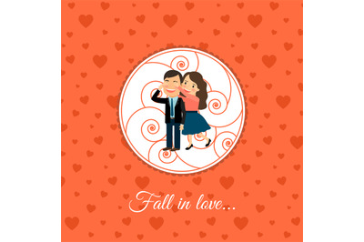 Fall in love couple card template