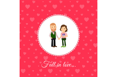 Fall in love couple card template