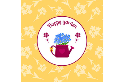 Happy garden circle sticker design