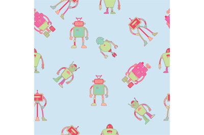 Seamless pattern wallpaper design with robots