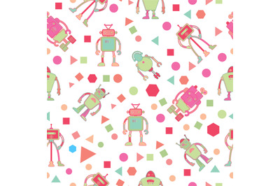 Seamless pattern for kids with robots